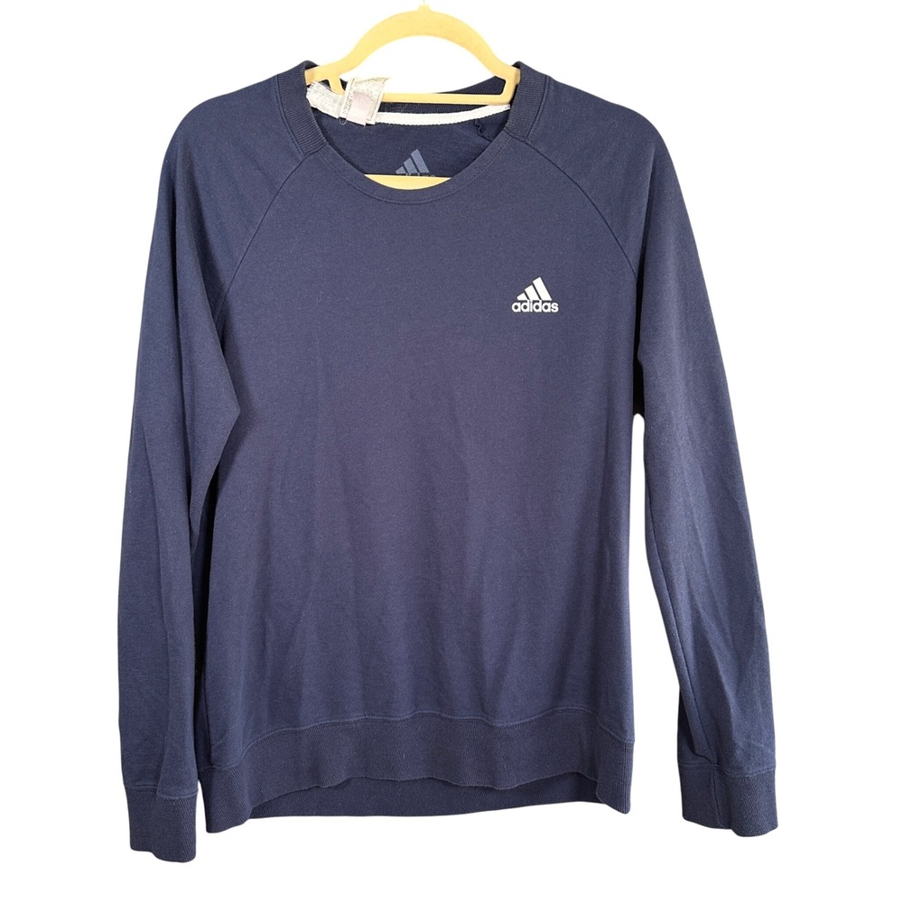 Adidas Crewneck Sweatshirt Mens Large Navy Blue‎ Raglan Pullover